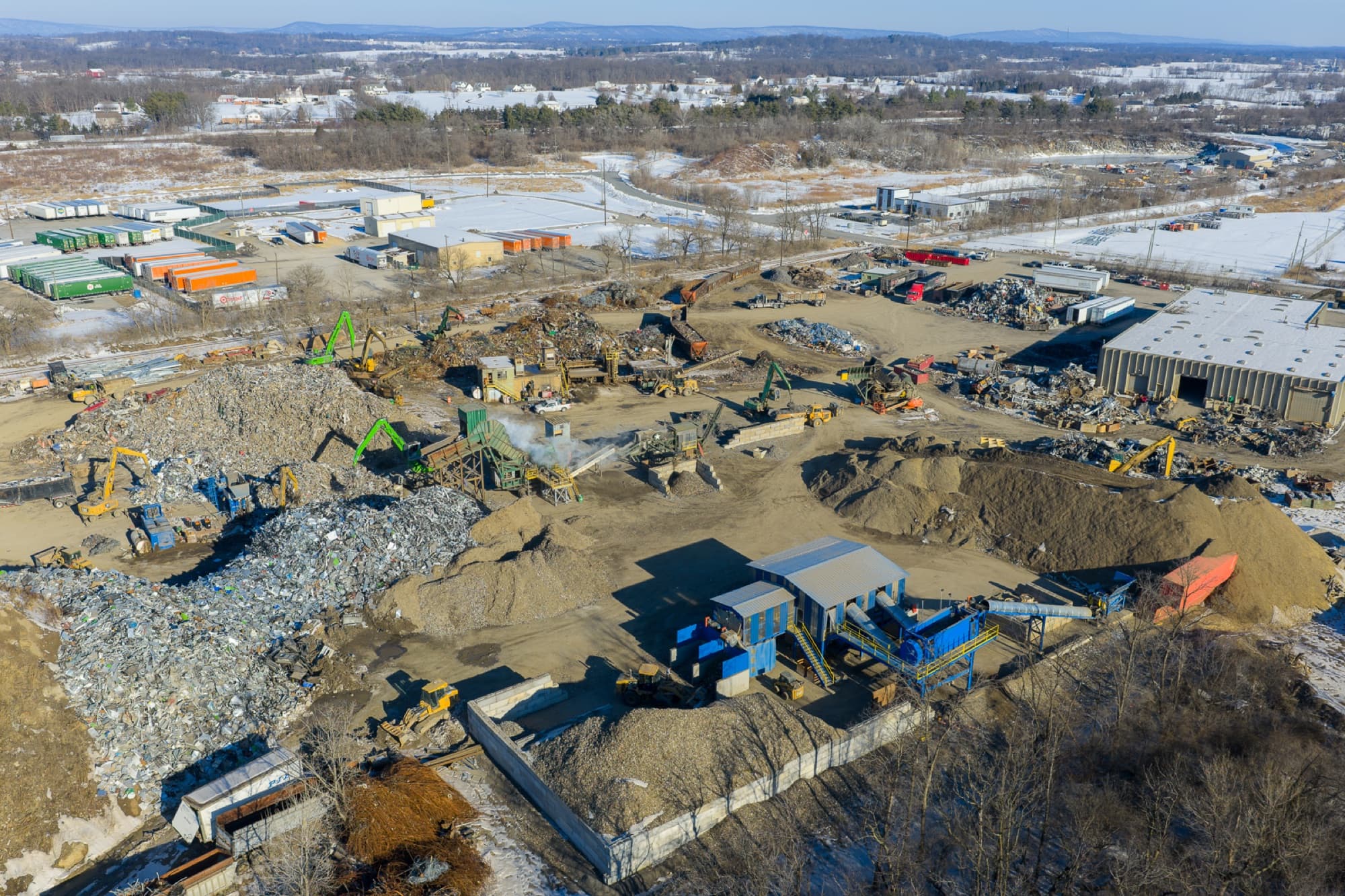 Aerial view of the Hub Scrap Metals yard in Winchester, Virginia